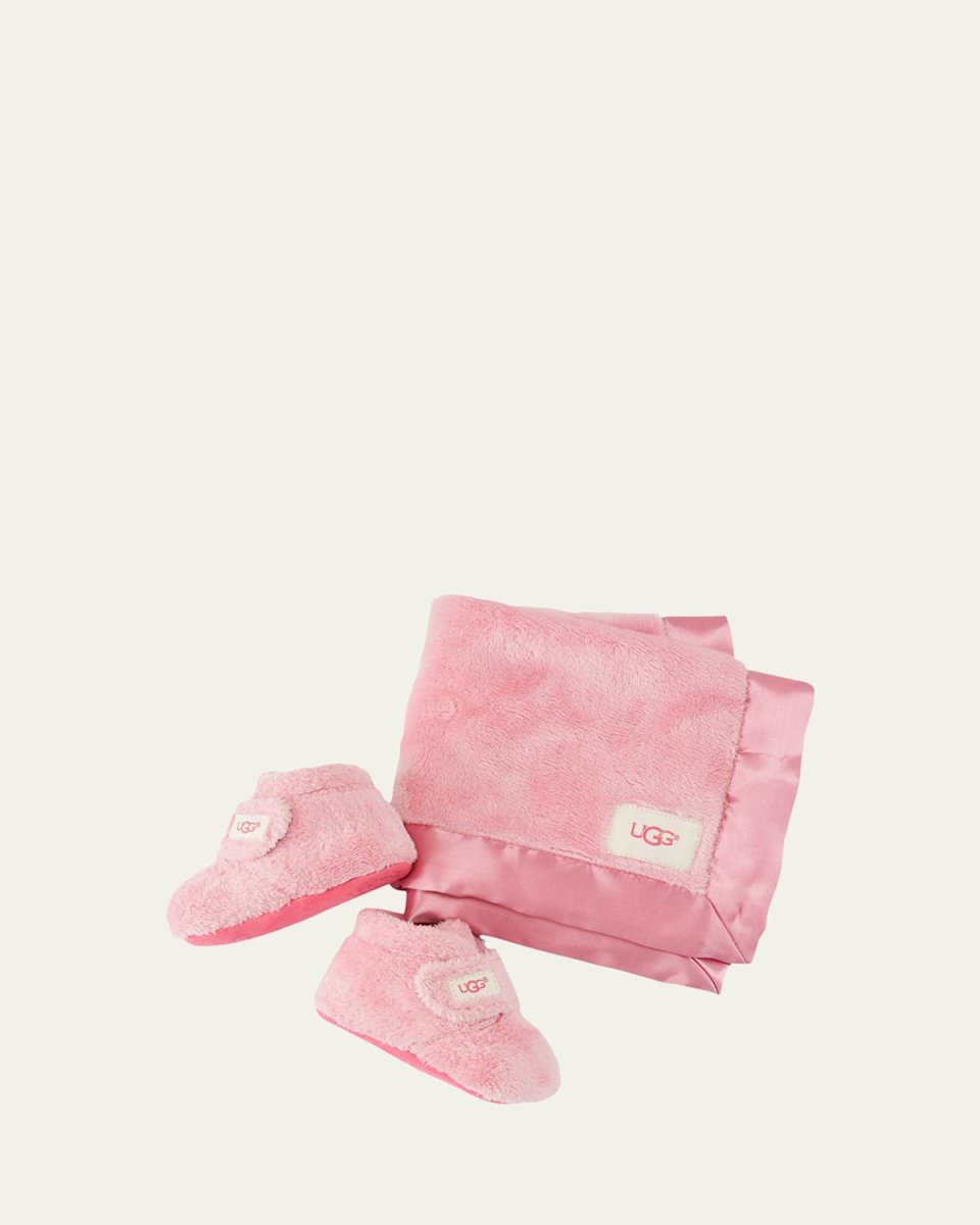 Girl's Bixbee Booties & Lovey Baby Blanket Set